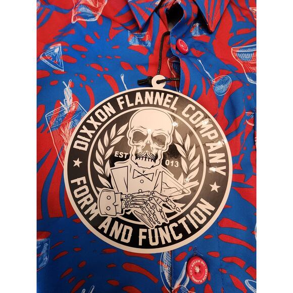 NWT Dixxon Flannel Company Button up The Mixxer Size XL Red White Blue Cocktails - Picture 5 of 9